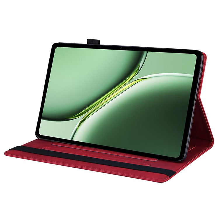 For OnePlus Pad 2 / Pad Pro Case PU Leather Business Folio Protective Tablet Cover Card Holder - Red