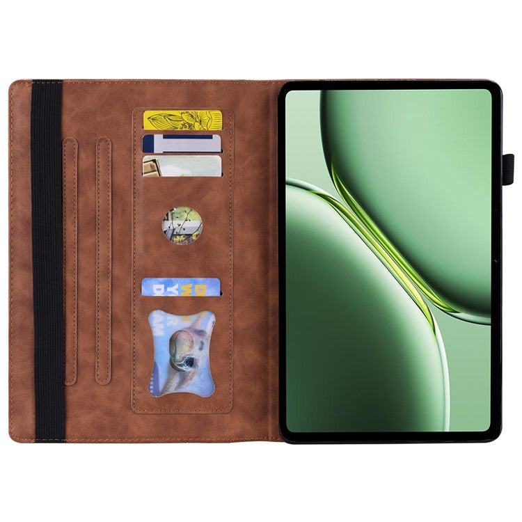 For OnePlus Pad 2 / Pad Pro Case PU Leather Business Folio Protective Tablet Cover Card Holder - Brown