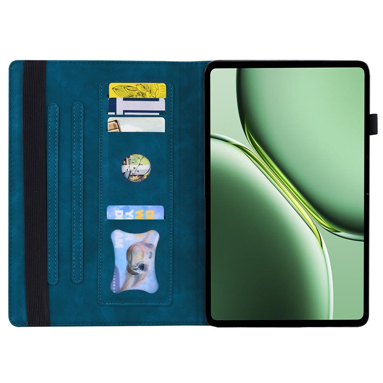 For OnePlus Pad 2 / Pad Pro Case PU Leather Business Folio Protective Tablet Cover Card Holder - Blue
