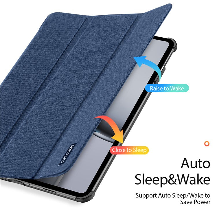 DUX DUCIS Domo Series for OnePlus Pad 2 / Pad Pro Case Tri-fold Stand PU Leather Tablet Cover - Blue