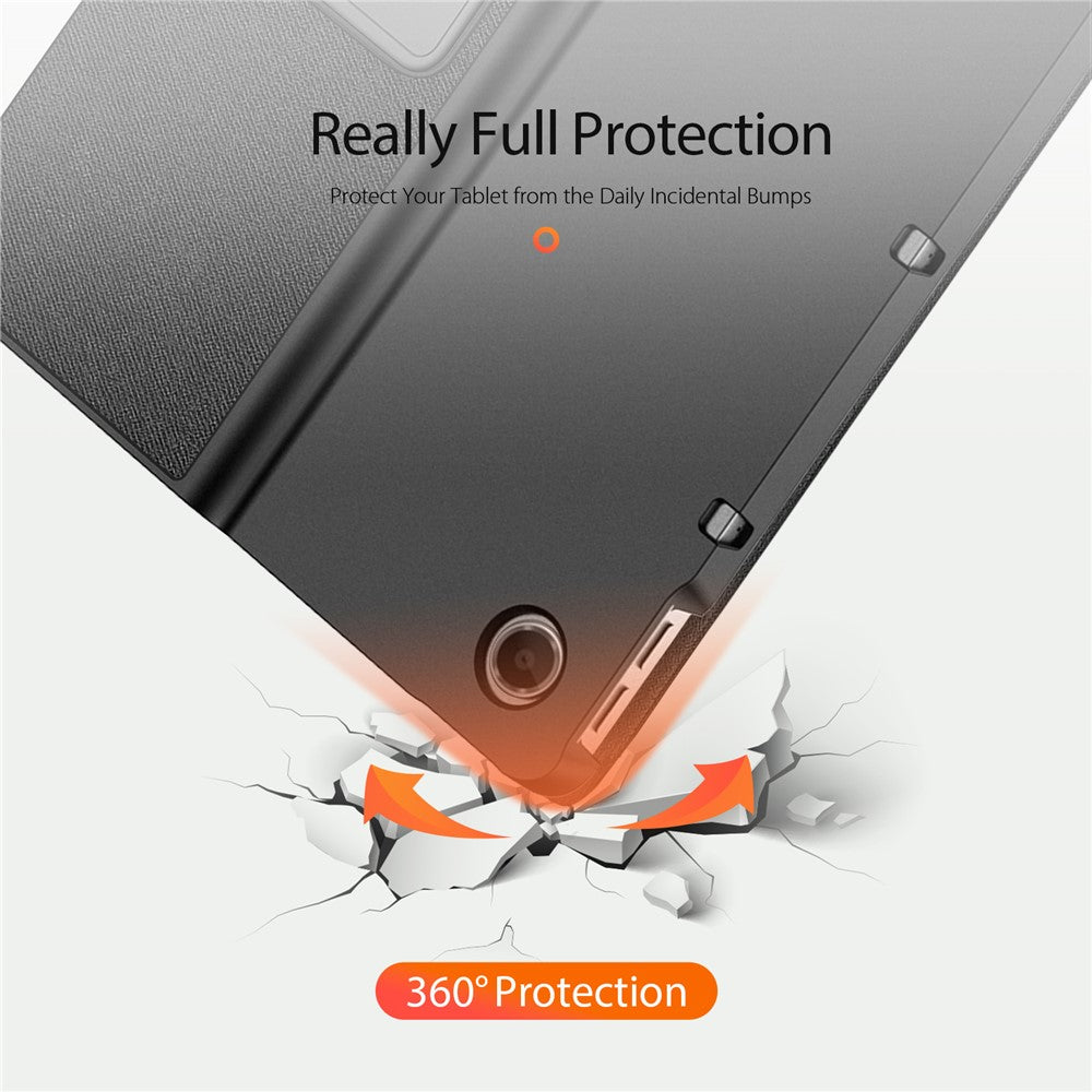 DUX DUCIS Domo Series for Lenovo Tab Plus Leather Case Tri-Fold Stand Anti-Scratch Tablet Cover - Black