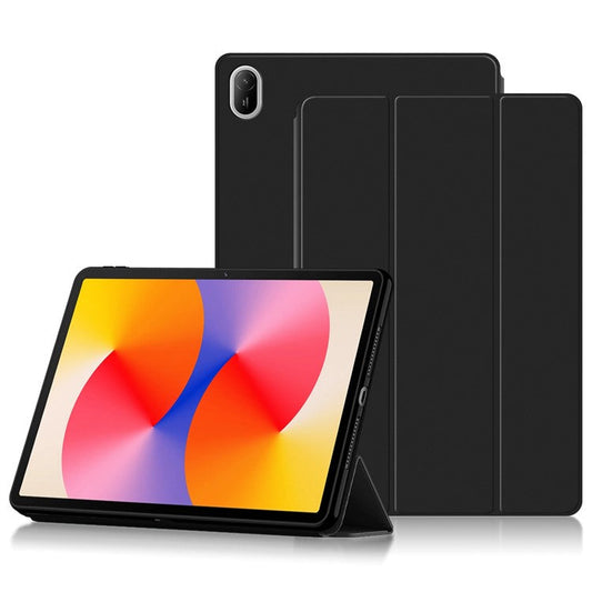 For Huawei MatePad SE 11 Case PU Leather TPU Back Full Protection Trifold Stand Tablet Cover - Black