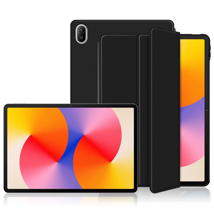 For Huawei MatePad SE 11 Case PU Leather TPU Back Full Protection Trifold Stand Tablet Cover - Black