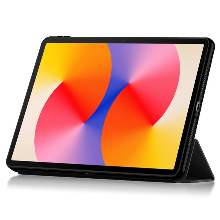 For Huawei MatePad SE 11 Case PU Leather TPU Back Full Protection Trifold Stand Tablet Cover - Black