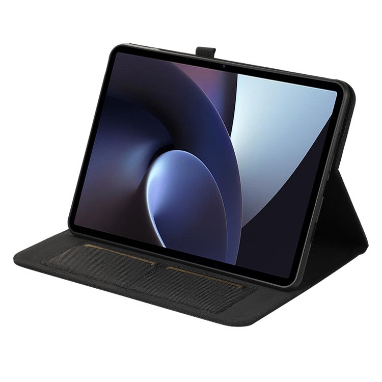 For OnePlus Pad Pro Leather Case Card Holder Cloth Texture Tablet Stand Cover - Grey