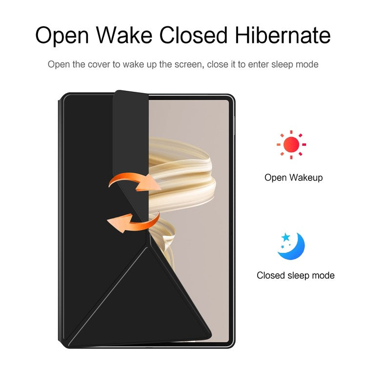 For Huawei MatePad Pro 12.2 (2024) Leather Case Origami Stand Magnetic Tablet Cover Auto Wake / Sleep - Black