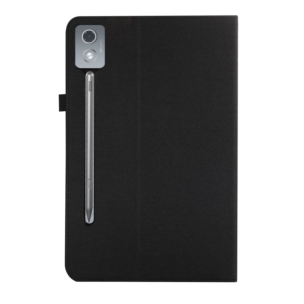 For Lenovo Xiaoxin Pad Pro 12.7 inch Leather Case Card Holder Cloth Texture Tablet Stand Cover - Black