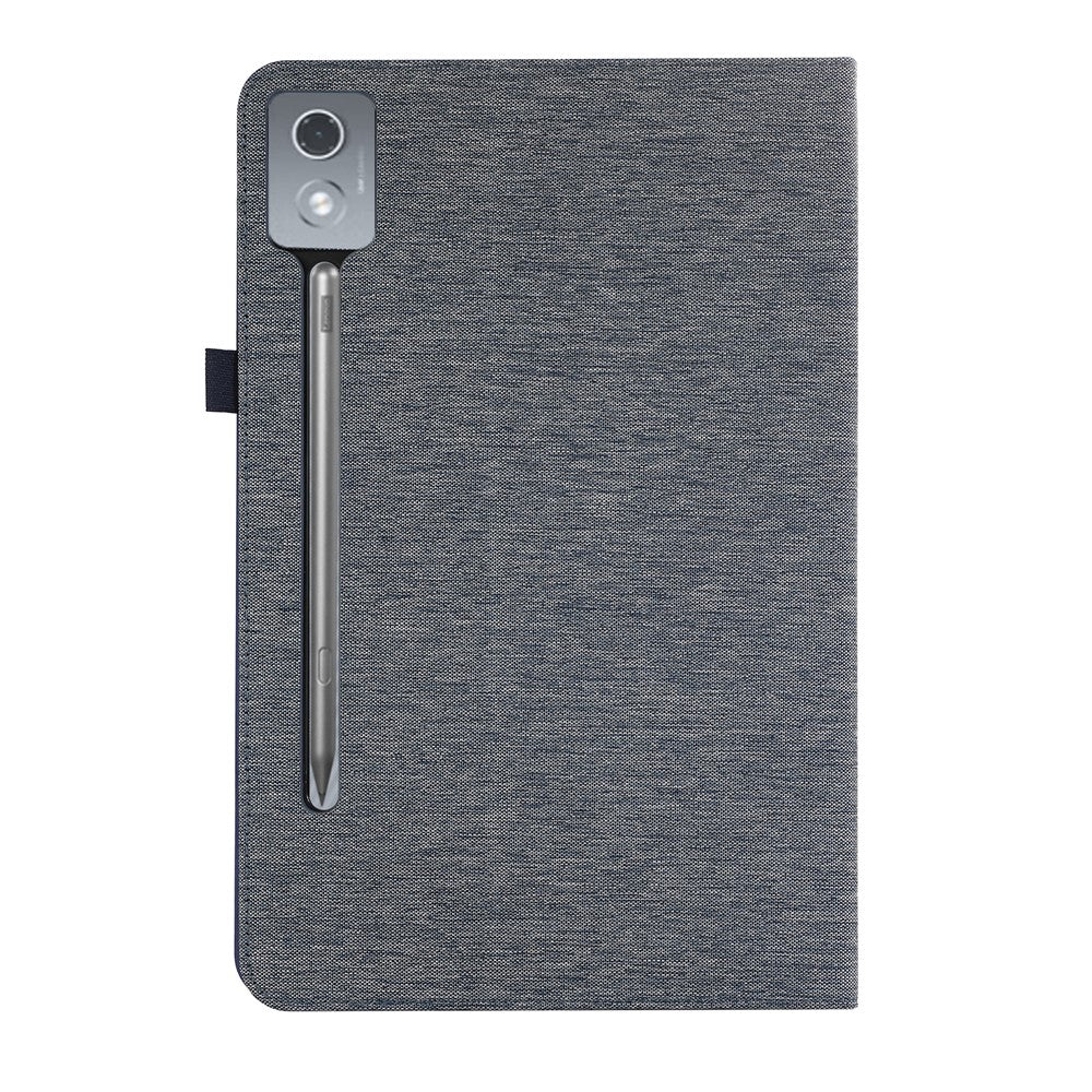 For Lenovo Xiaoxin Pad Pro 12.7 inch Leather Case Card Holder Cloth Texture Tablet Stand Cover - Blue