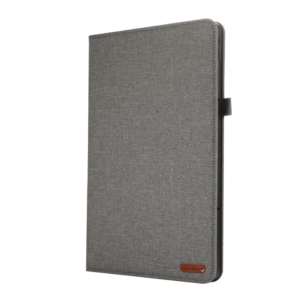 For Lenovo Xiaoxin Pad Pro 12.7 inch Leather Case Card Holder Cloth Texture Tablet Stand Cover - Grey