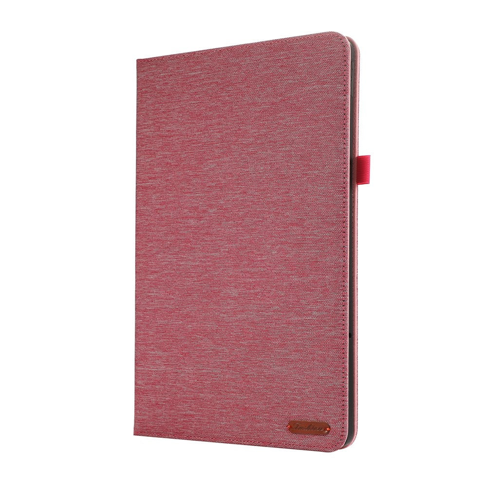 For Lenovo Xiaoxin Pad Pro 12.7 inch Leather Case Card Holder Cloth Texture Tablet Stand Cover - Pink
