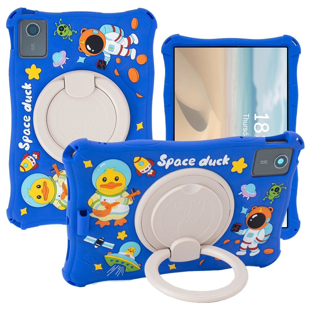 For Lenovo Tab M11 TB330FU / 331FC / Xiaoxin Pad 11 2024 Case Kickstand Cartoon Silicone Tablet Cover - Blue