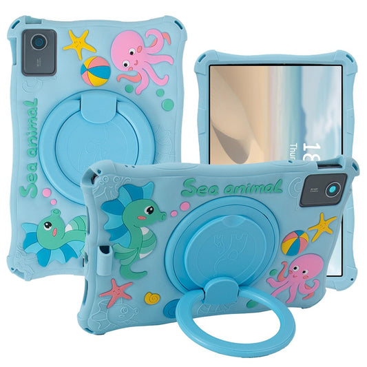 For Lenovo Tab M11 TB330FU / 331FC / Xiaoxin Pad 11 2024 Case Kickstand Cartoon Silicone Tablet Cover - Baby Blue