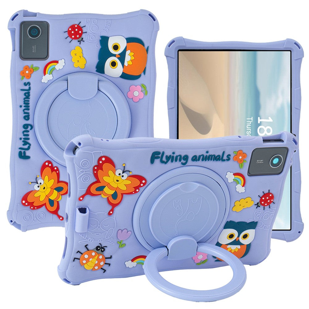For Lenovo Tab M11 TB330FU / 331FC / Xiaoxin Pad 11 2024 Case Kickstand Cartoon Silicone Tablet Cover - Purple