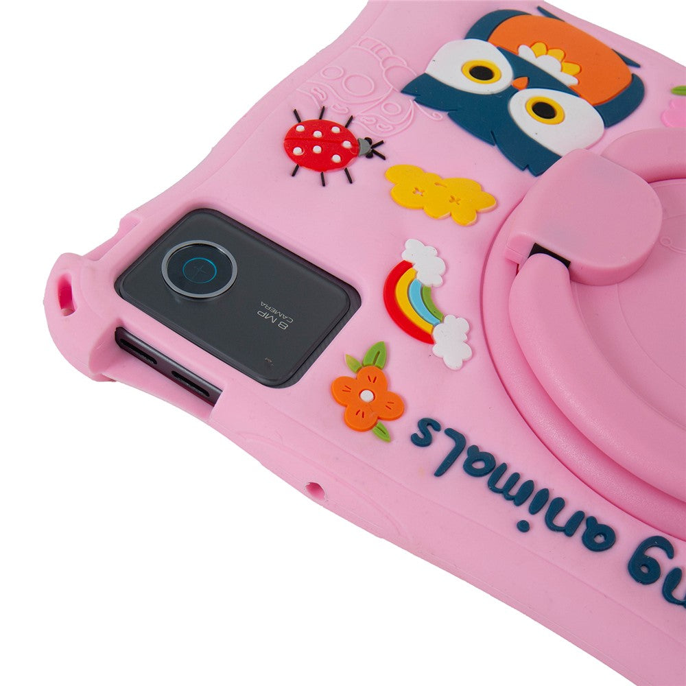 For Lenovo Tab M11 TB330FU / 331FC / Xiaoxin Pad 11 2024 Case with Shoulder Strap Kickstand Cartoon Silicone Cover - Pink