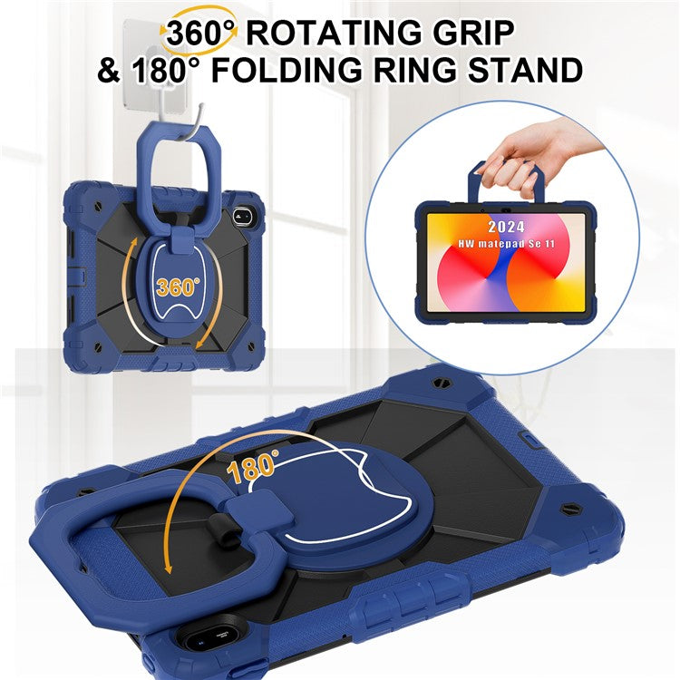 For Huawei MatePad SE 11 Kickstand Case Silicone+PC Tablet Cover - Navy Blue / Black