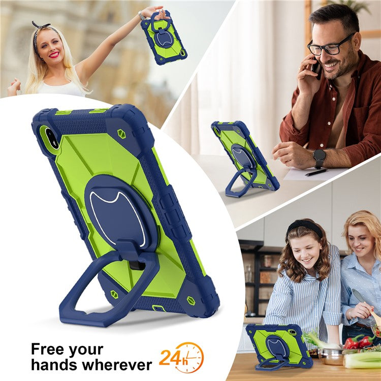 For Huawei MatePad SE 11 Kickstand Case Silicone+PC Tablet Cover - Navy Blue / Yellowgreen