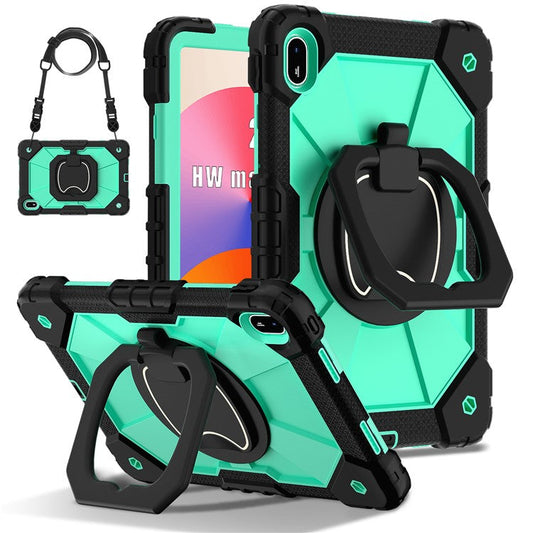 For Huawei MatePad SE 11 Kickstand Case Silicone+PC Tablet Cover - Black / Mint Green