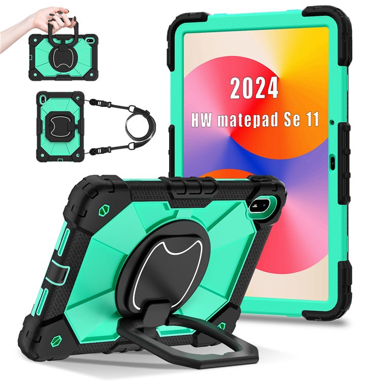 For Huawei MatePad SE 11 Kickstand Case Silicone+PC Tablet Cover - Black / Mint Green