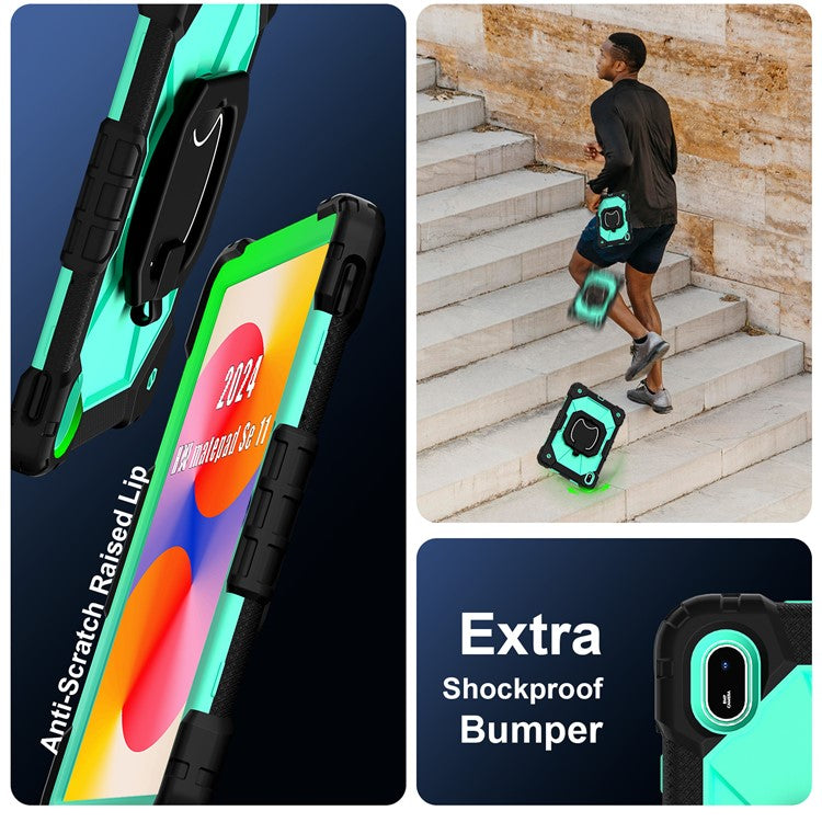 For Huawei MatePad SE 11 Kickstand Case Silicone+PC Tablet Cover - Black / Mint Green