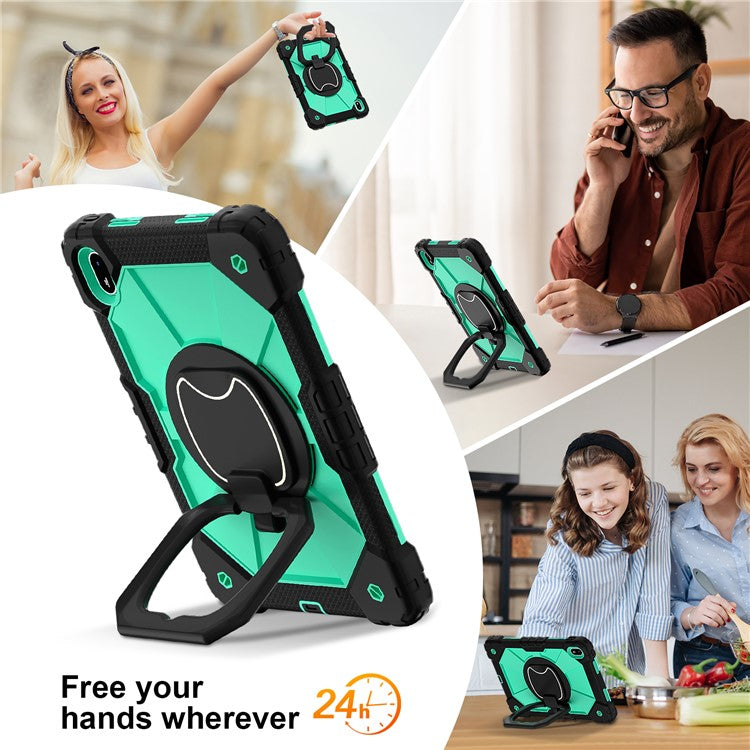 For Huawei MatePad SE 11 Kickstand Case Silicone+PC Tablet Cover - Black / Mint Green