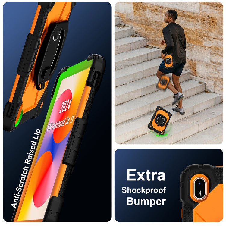 For Huawei MatePad SE 11 Kickstand Case Silicone+PC Tablet Cover - Black / Orange