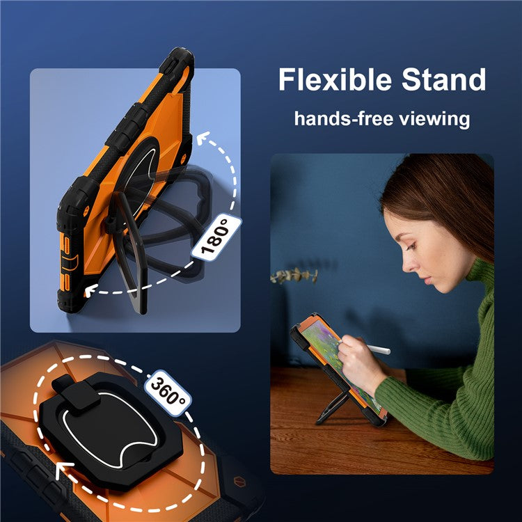 For Huawei MatePad SE 11 Kickstand Case Silicone+PC Tablet Cover - Black / Orange