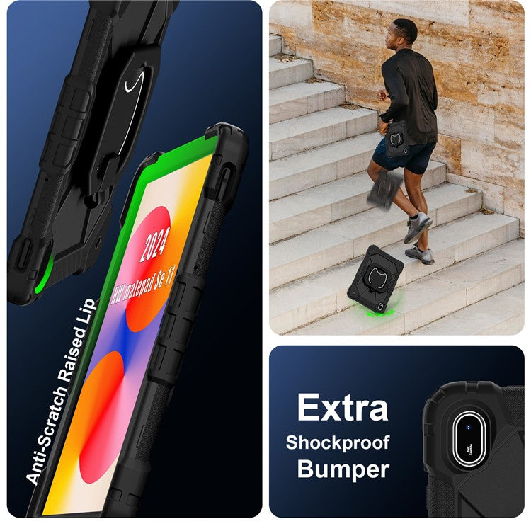 For Huawei MatePad SE 11 Kickstand Case Silicone+PC Tablet Cover - Black / Black