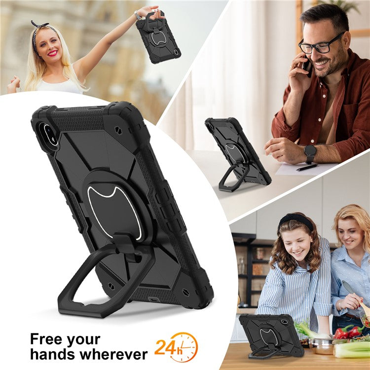 For Huawei MatePad SE 11 Kickstand Case Silicone+PC Tablet Cover - Black / Black