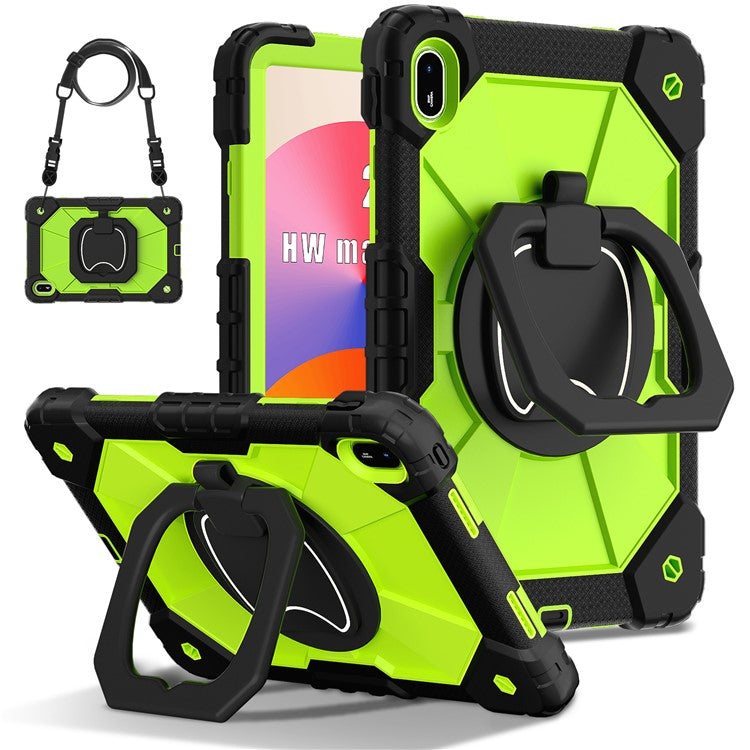 For Huawei MatePad SE 11 Kickstand Case Silicone+PC Tablet Cover - Black / Yellowgreen