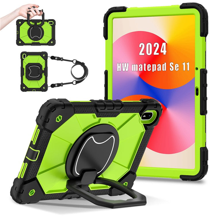 For Huawei MatePad SE 11 Kickstand Case Silicone+PC Tablet Cover - Black / Yellowgreen
