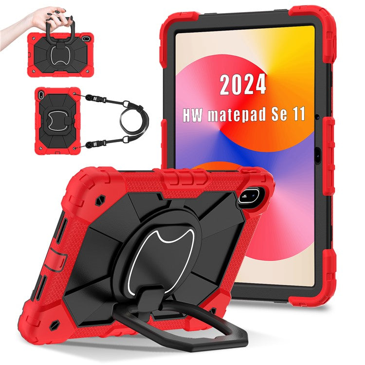 For Huawei MatePad SE 11 Kickstand Case Silicone+PC Tablet Cover - Red / Black