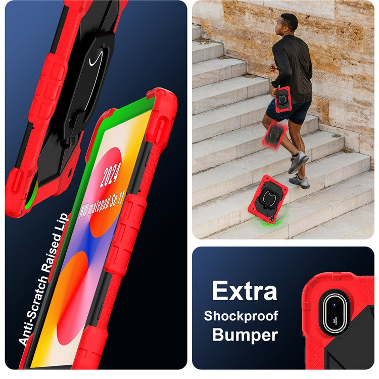 For Huawei MatePad SE 11 Kickstand Case Silicone+PC Tablet Cover - Red / Black