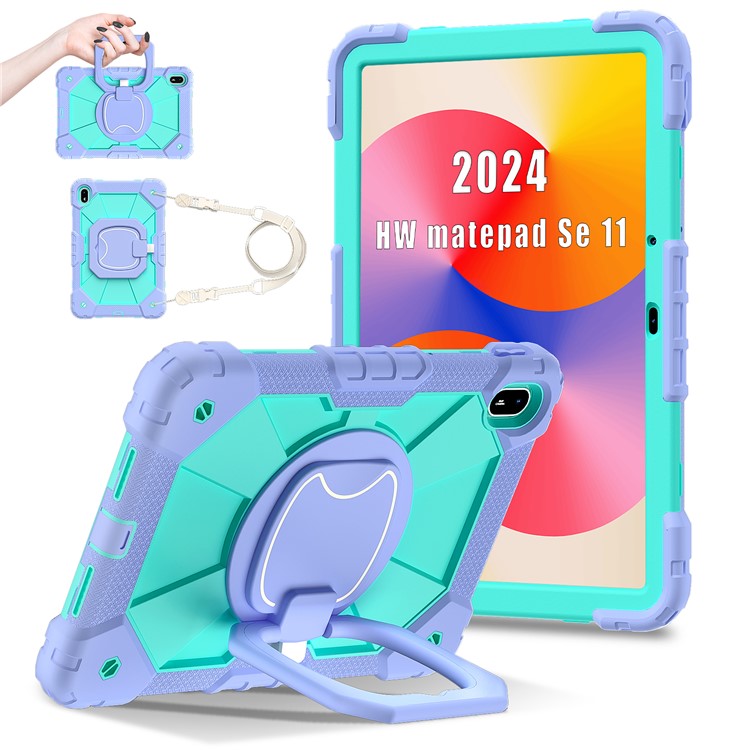 For Huawei MatePad SE 11 Kickstand Case Silicone+PC Tablet Cover - Light Purple / Mint Green
