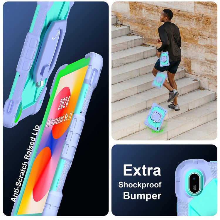 For Huawei MatePad SE 11 Kickstand Case Silicone+PC Tablet Cover - Light Purple / Mint Green