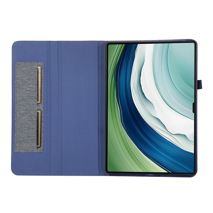 For Huawei MatePad Pro 12.2 (2024) Leather Case Card Holder Cloth Texture Tablet Stand Cover - Blue