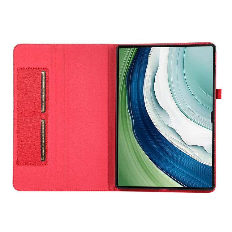For Huawei MatePad Pro 12.2 (2024) Leather Case Card Holder Cloth Texture Tablet Stand Cover - Red