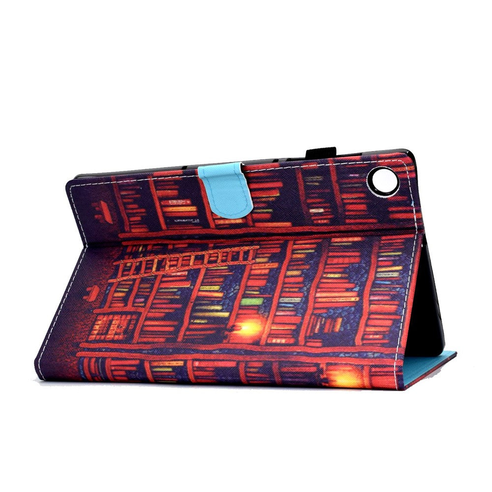 PU Leather Stand Tablet Case for Lenovo Tab M10 Plus (3rd Gen) / Xiaoxin Pad 2022 10.6 inch, Stitching Pattern Printing Card Holder Cover - Bookshelf