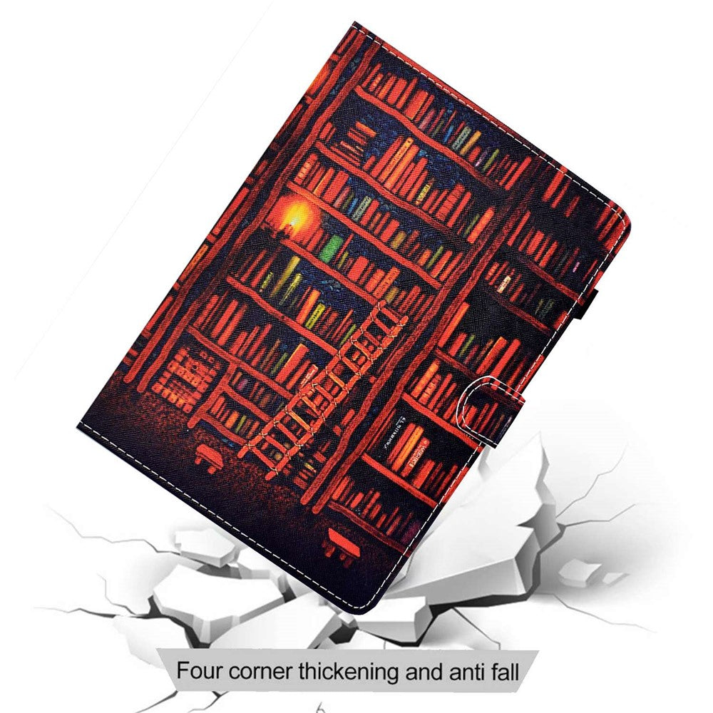 PU Leather Stand Tablet Case for Lenovo Tab M10 Plus (3rd Gen) / Xiaoxin Pad 2022 10.6 inch, Stitching Pattern Printing Card Holder Cover - Bookshelf