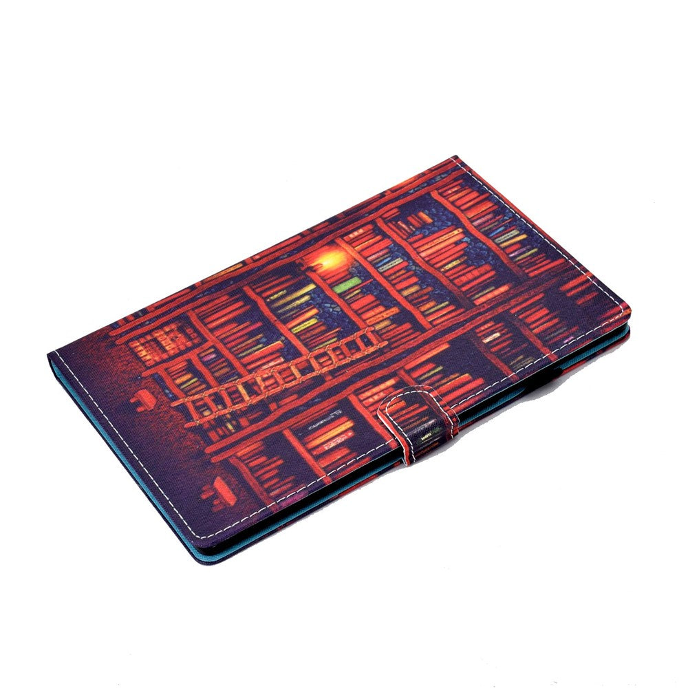 PU Leather Stand Tablet Case for Lenovo Tab M10 Plus (3rd Gen) / Xiaoxin Pad 2022 10.6 inch, Stitching Pattern Printing Card Holder Cover - Bookshelf