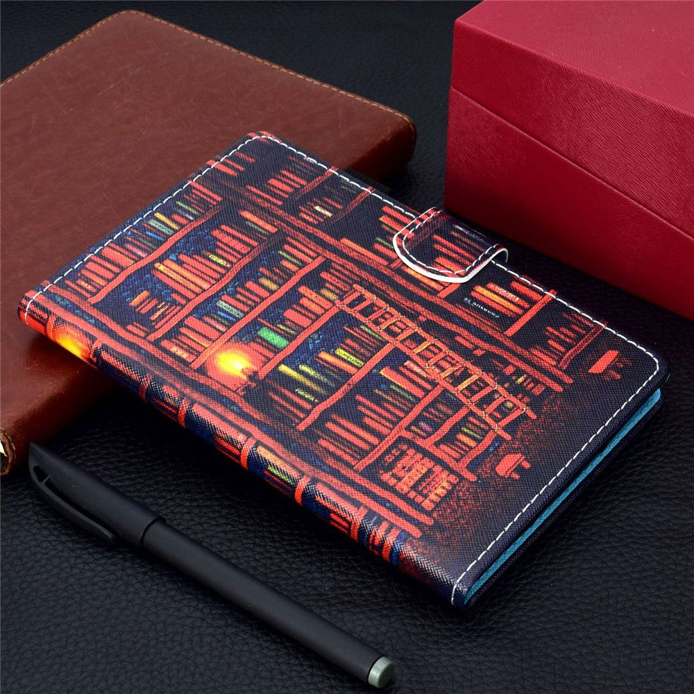 PU Leather Stand Tablet Case for Lenovo Tab M10 Plus (3rd Gen) / Xiaoxin Pad 2022 10.6 inch, Stitching Pattern Printing Card Holder Cover - Bookshelf
