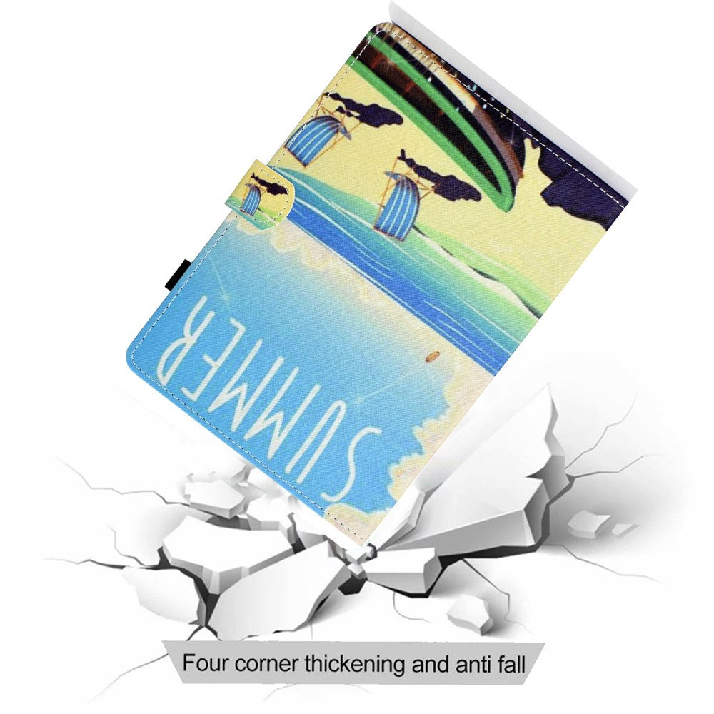 PU Leather Stand Tablet Case for Lenovo Tab M10 Plus (3rd Gen) / Xiaoxin Pad 2022 10.6 inch, Stitching Pattern Printing Card Holder Cover - Seabeach