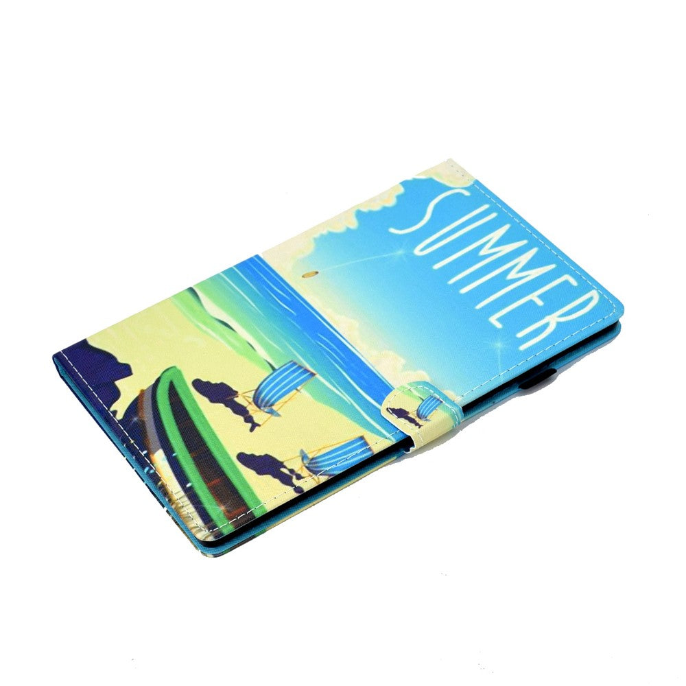 PU Leather Stand Tablet Case for Lenovo Tab M10 Plus (3rd Gen) / Xiaoxin Pad 2022 10.6 inch, Stitching Pattern Printing Card Holder Cover - Seabeach