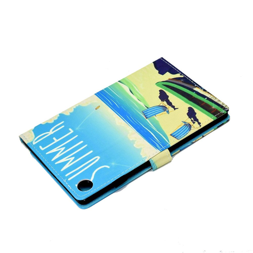 PU Leather Stand Tablet Case for Lenovo Tab M10 Plus (3rd Gen) / Xiaoxin Pad 2022 10.6 inch, Stitching Pattern Printing Card Holder Cover - Seabeach