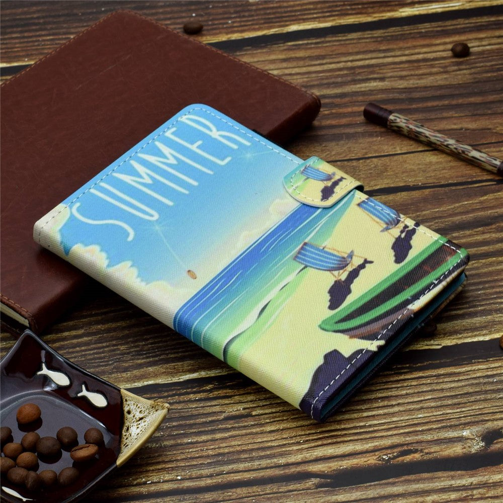 PU Leather Stand Tablet Case for Lenovo Tab M10 Plus (3rd Gen) / Xiaoxin Pad 2022 10.6 inch, Stitching Pattern Printing Card Holder Cover - Seabeach