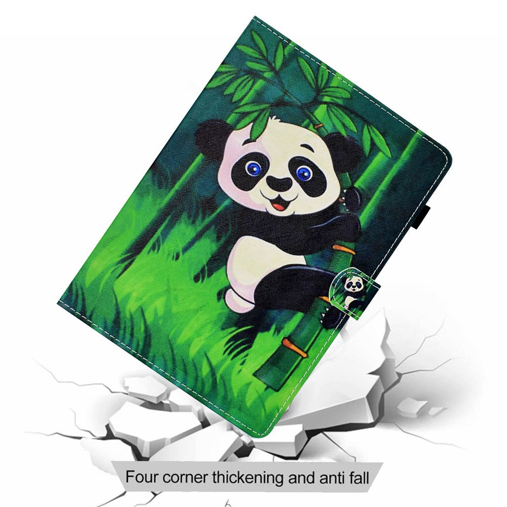 PU Leather Stand Tablet Case for Lenovo Tab M10 Plus (3rd Gen) / Xiaoxin Pad 2022 10.6 inch, Stitching Pattern Printing Card Holder Cover - Bamboo / Panda