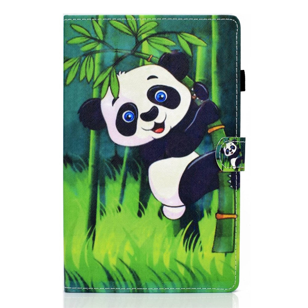 PU Leather Stand Tablet Case for Lenovo Tab M10 Plus (3rd Gen) / Xiaoxin Pad 2022 10.6 inch, Stitching Pattern Printing Card Holder Cover - Bamboo / Panda
