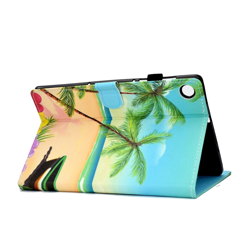PU Leather Stand Tablet Case for Lenovo Tab M10 Plus (3rd Gen) / Xiaoxin Pad 2022 10.6 inch, Stitching Pattern Printing Card Holder Cover - Sandbeach