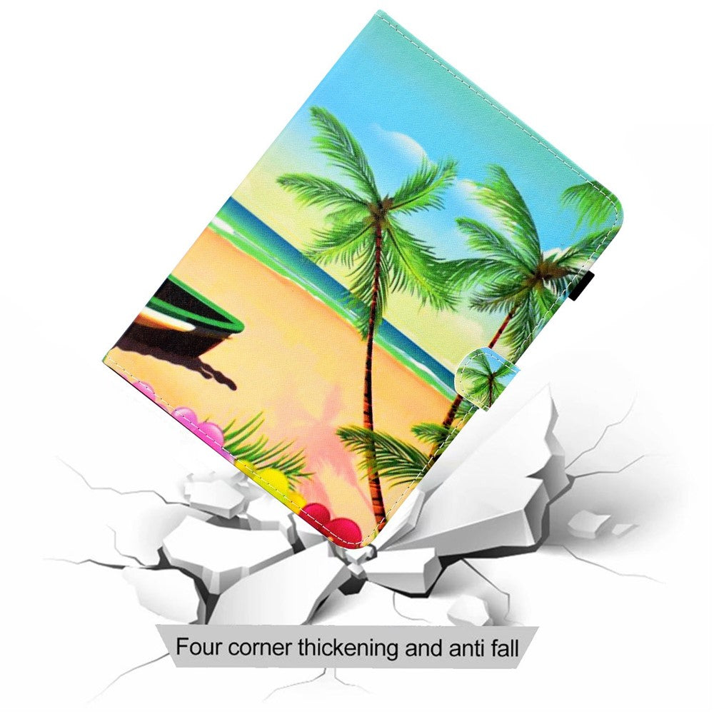 PU Leather Stand Tablet Case for Lenovo Tab M10 Plus (3rd Gen) / Xiaoxin Pad 2022 10.6 inch, Stitching Pattern Printing Card Holder Cover - Sandbeach