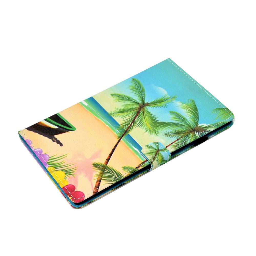 PU Leather Stand Tablet Case for Lenovo Tab M10 Plus (3rd Gen) / Xiaoxin Pad 2022 10.6 inch, Stitching Pattern Printing Card Holder Cover - Sandbeach