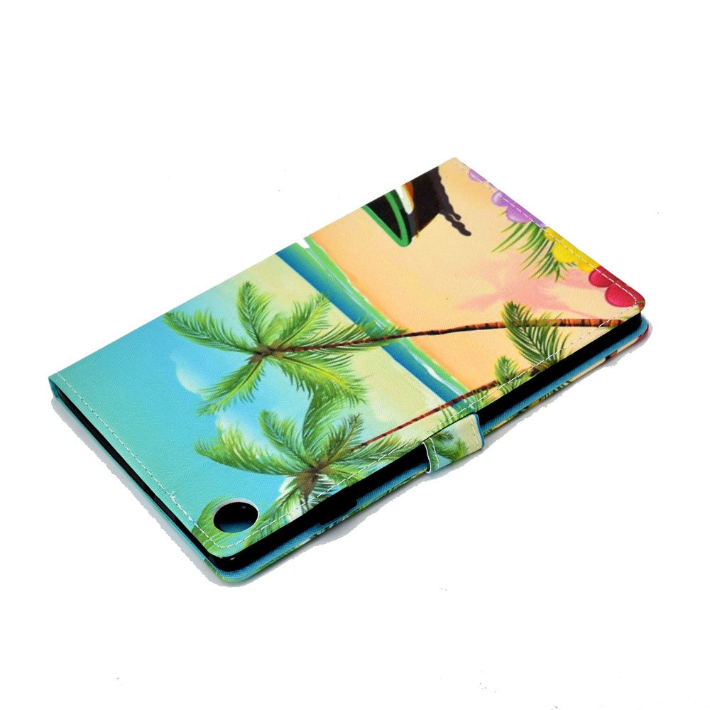 PU Leather Stand Tablet Case for Lenovo Tab M10 Plus (3rd Gen) / Xiaoxin Pad 2022 10.6 inch, Stitching Pattern Printing Card Holder Cover - Sandbeach